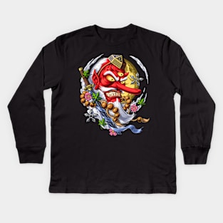 Tengu Japanese Demon Kids Long Sleeve T-Shirt